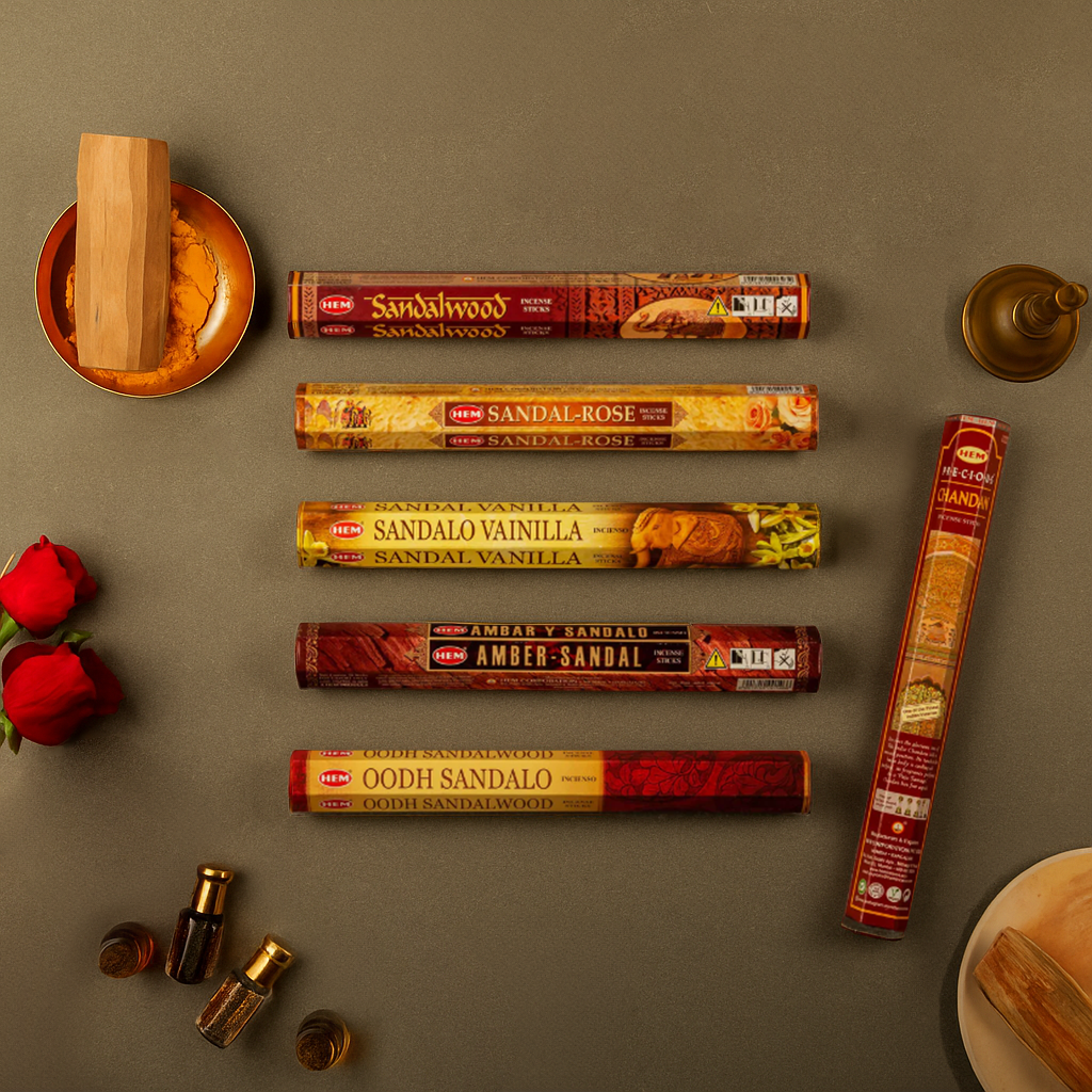 HEM Sandal Incense Sticks Combo Pack of 6 (20 Sticks Each)